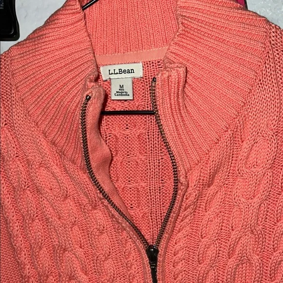 L.L. Bean Coral Zip-Up Sweater - Picture 2 of 7